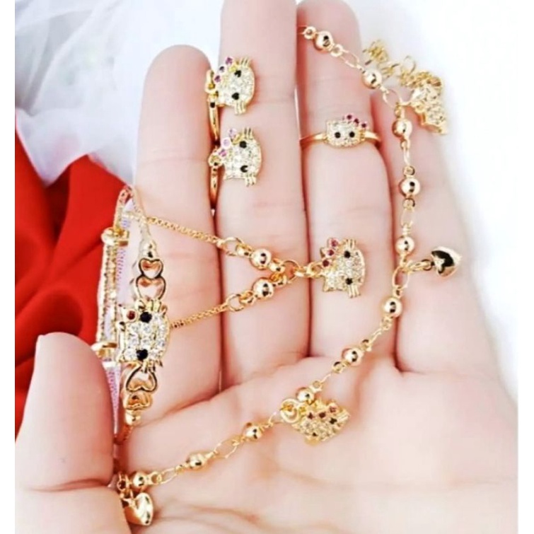 set perhiasan anak, set A2. set perhiasan titanium asli anti luntur anti karat,1 set perhiasan lengkap kalung gelang cincin anting,perhiasan wanita import