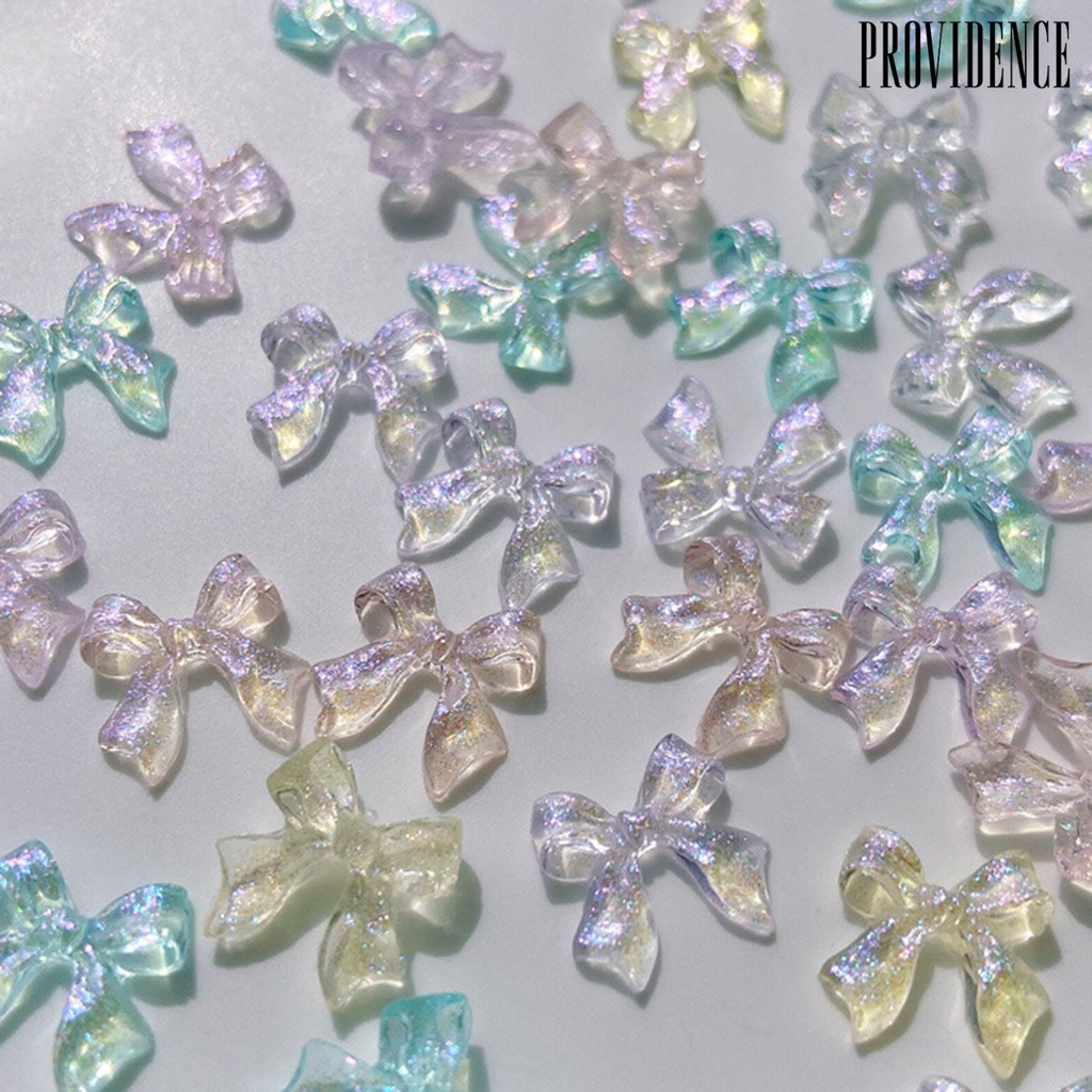 Providence 50Pcs / Pak Hiasan Kuku Bentuk Hati / Pita / Beruang Bahan Resin Untuk Aksesoris Nail Art Charms