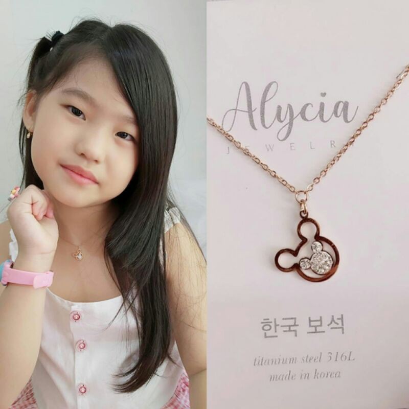 set kalung dan anting anak mickey anti karat