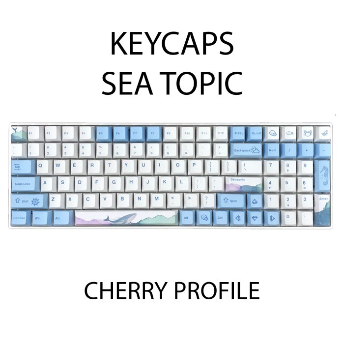 KEYCAPS SEA TOPIC BLUE CHERRY PROFILE SUBLIM MECHANICAL KEYBOARD