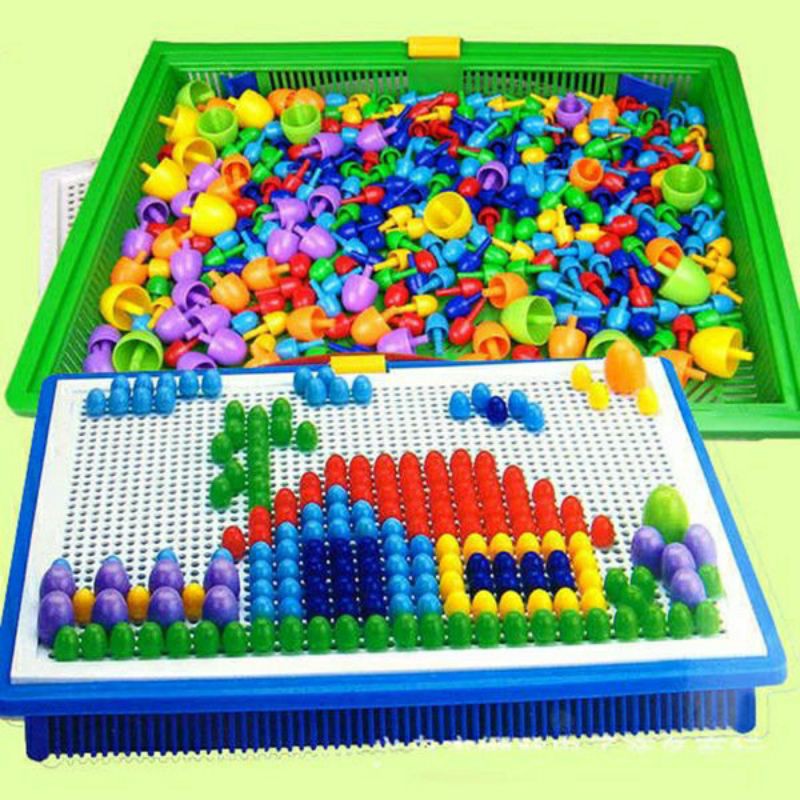 

Creative mosaic 296pc mainan papan jamur button puzzle