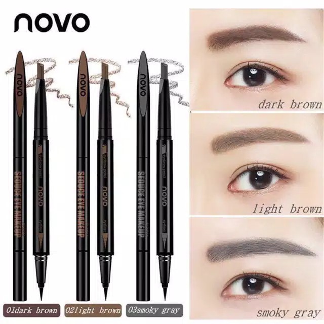 NOVO EYEBROW DAN EYELINER PEN 2 IN 1 100% ORIGINAL PROMO