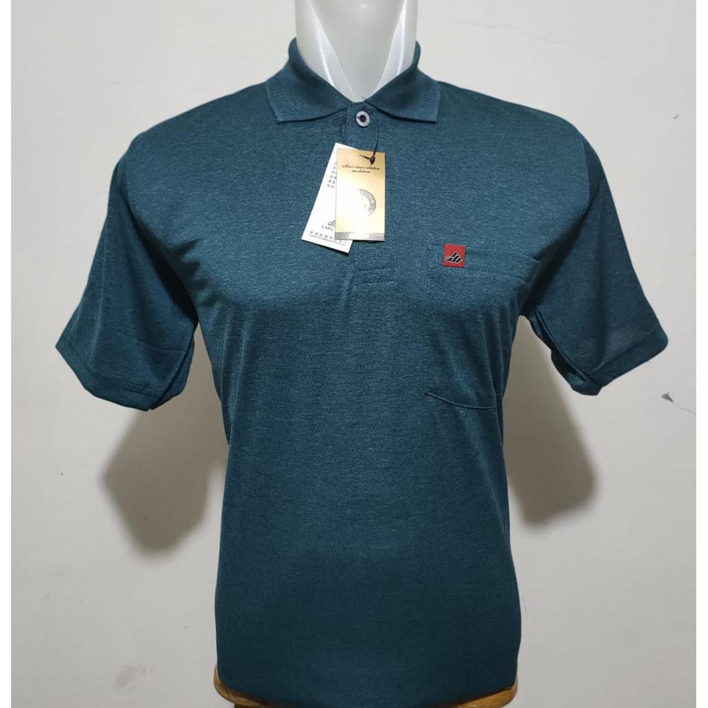 Noveli wear - Kaos polo shirt saku kerah wangki pria dewasa bahan korea licin lengan pendek