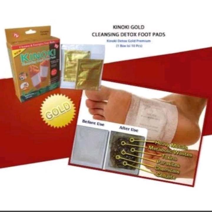 (RS)KINOKI GOLD PAD  1 BOX 10PCS DETOKS DETOX KAKI PENGHILANG RACUN AMPUH PADS 10 PCS