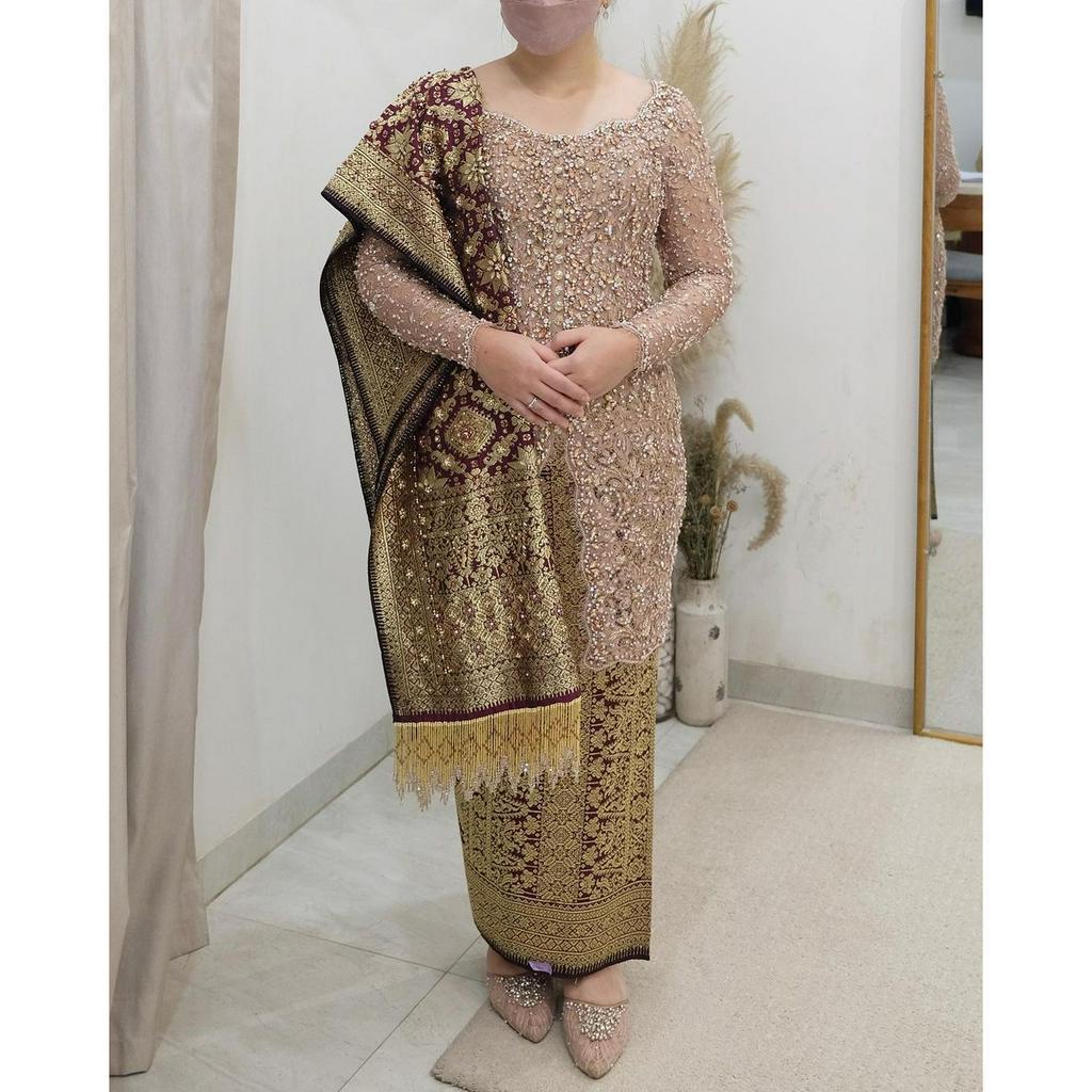 Songket Tenun Asli Palembang| Lepus Gebeng Premium | Kristal Gold Permata Berlian