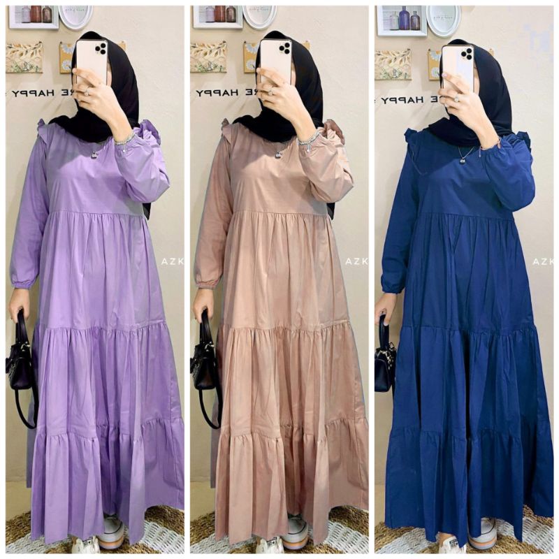 Gamis susun polos katun toyobo