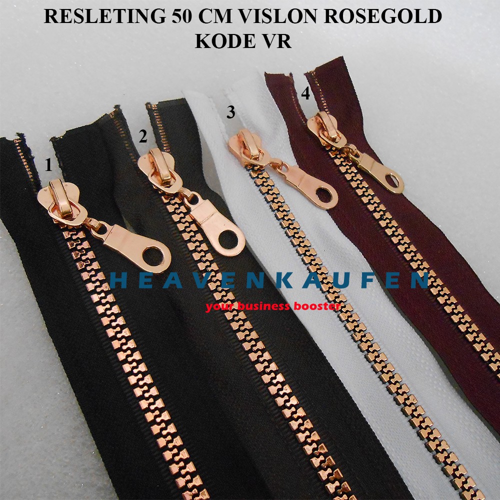 Resleting Zipper Retsleting 50 cm Vislon Rose Gold Untuk Resleting Busana Abaya Gamis Dll Kode VR