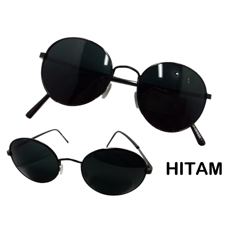 NEW! Kacamata Hitam Anti UV Frame Besi Oval Bulat Kaca mata Fashion Wanita Pria Sunglasses Glass