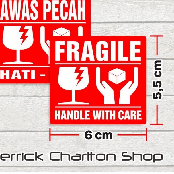 

☟ Stiker Label Fragile Stiker Awas Pecah 6 x 5,5 cm (1 roll/ 500 pcs) - AwasPecah Putih ♠