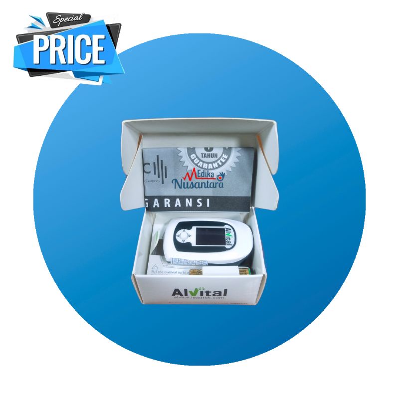 Alvital Fingertip OLED Pulse Oximeter Original Type AT 101 B Series With Alarm Garansi Resmi 3 Tahun