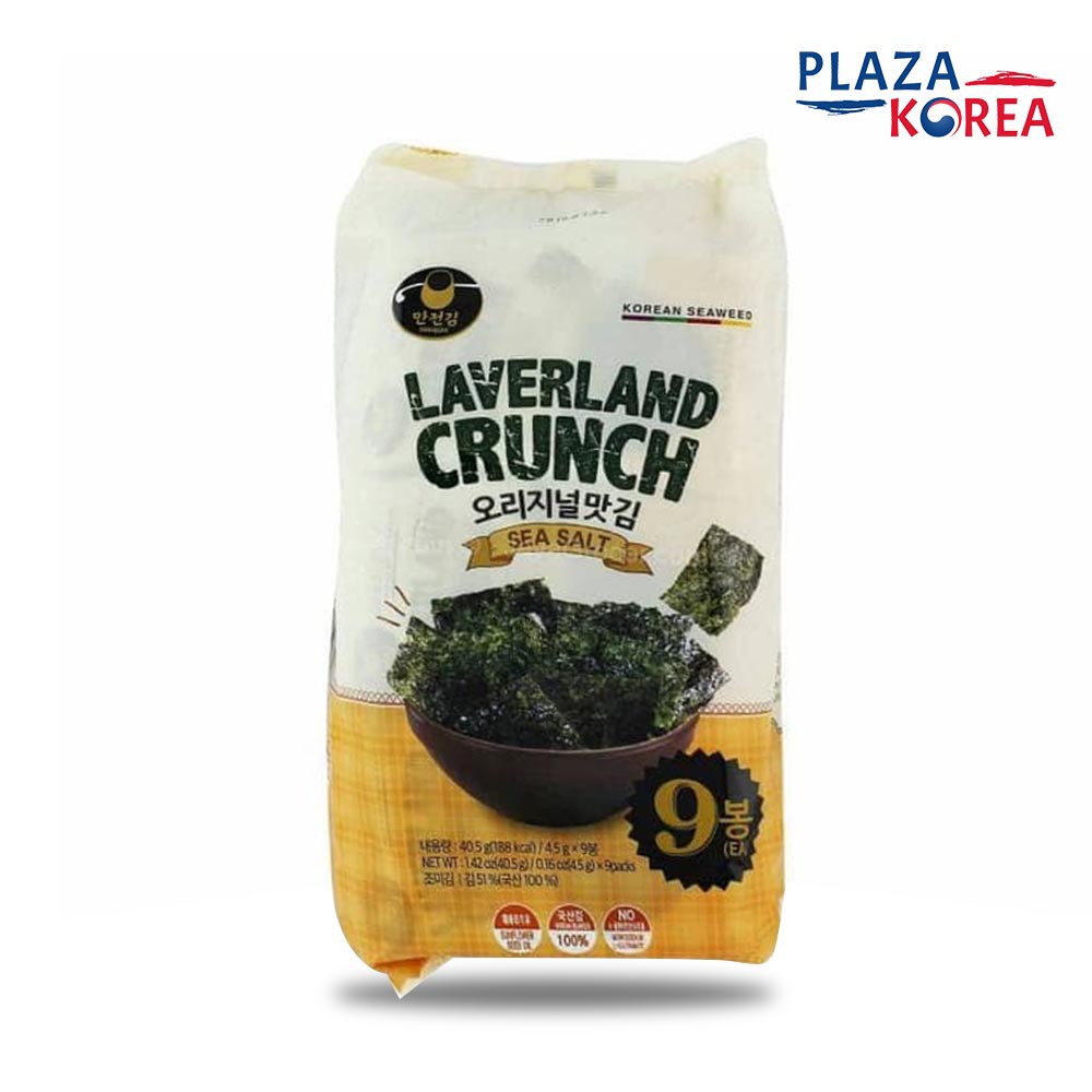 

LAVERLAND CRUNCH SEA SALT - SNACK SEAWEED KOREA ISI 9 PACK 4.5 GRAM