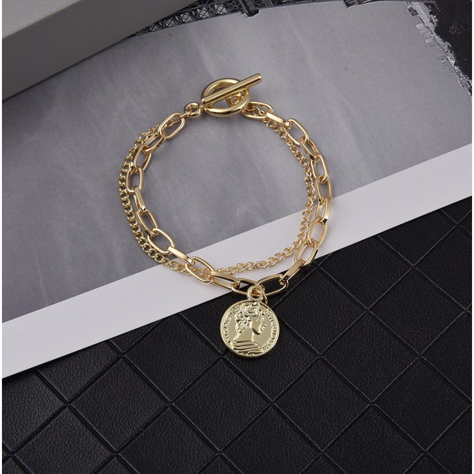 Gelang Rantai HipHop COIN Gaya Korea Punk Fashion Untuk Pria dan Wanita Unisex Bracelet