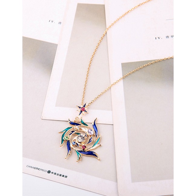 LRC Kalung Fashion Color Drip Oil Wreath With Diamond Necklace F60167