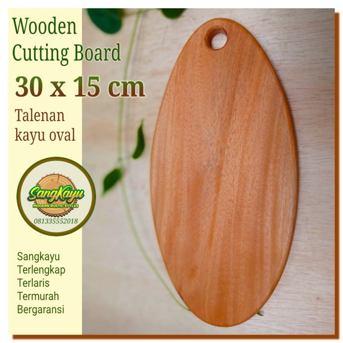 Talenan kayu oval 30x15 modern Cutting board Chopping board kayu