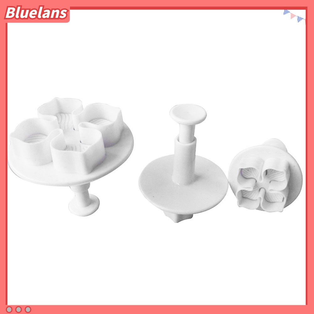 Bluelans 3Pcs Cetakan Pemotong Fondant Bentuk Bunga Hydrangea Untuk Dekorasi Kue