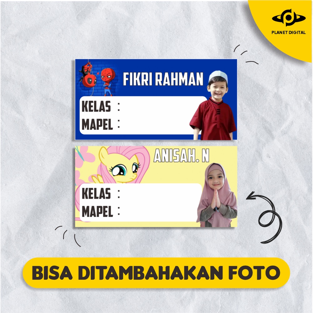 

( ISI 17 PCS ) STIKER LABEL NAMA BUKU SEKOLAH ANAK BERBAGAI MODEL BISA CUSTOM FOTO,DLL