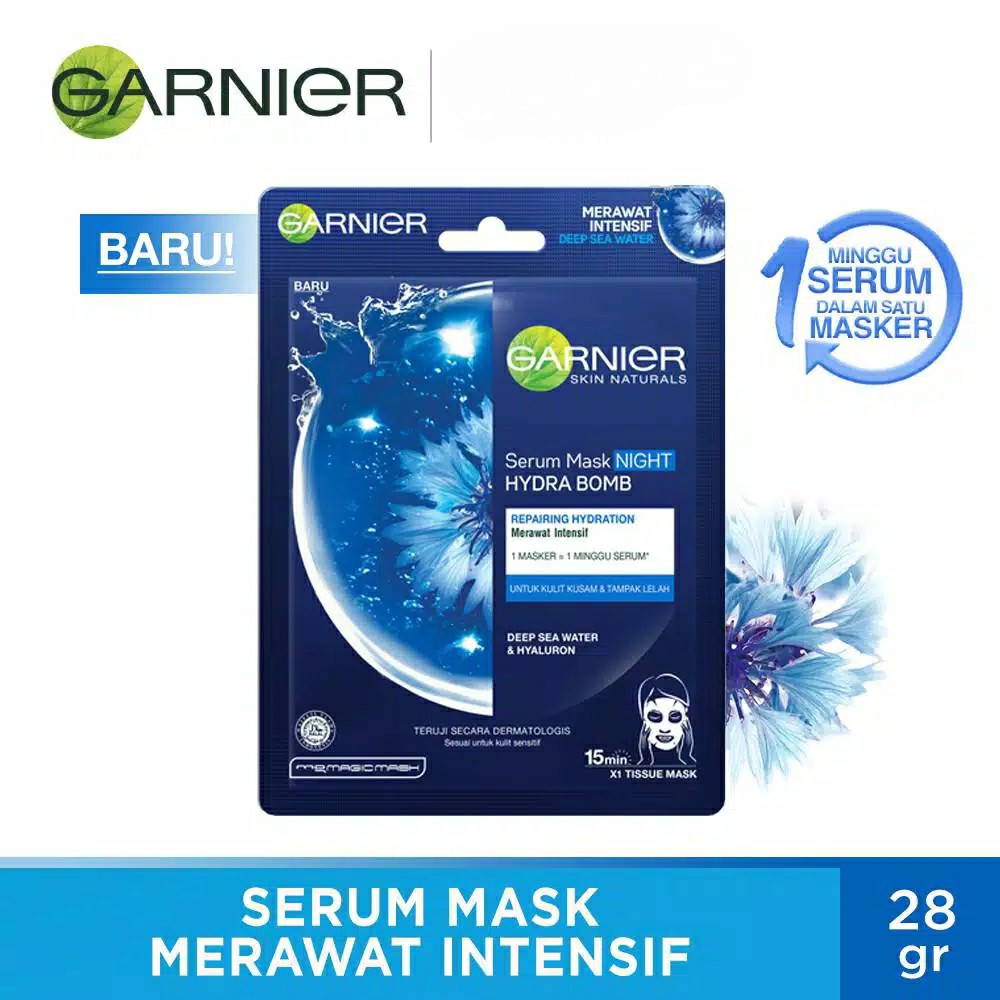 Garnier Hydra Bomb Night Serum Mask (Perawatan Intensif Untuk Kulit Kusam &amp; Lelah)