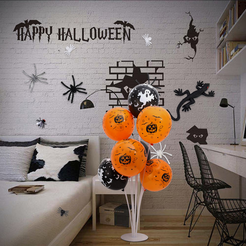 20pcs Balon Motif Print Halloween Warna Hitam Oranye Ukuran 12 Inci Untuk Dekorasi Pesta