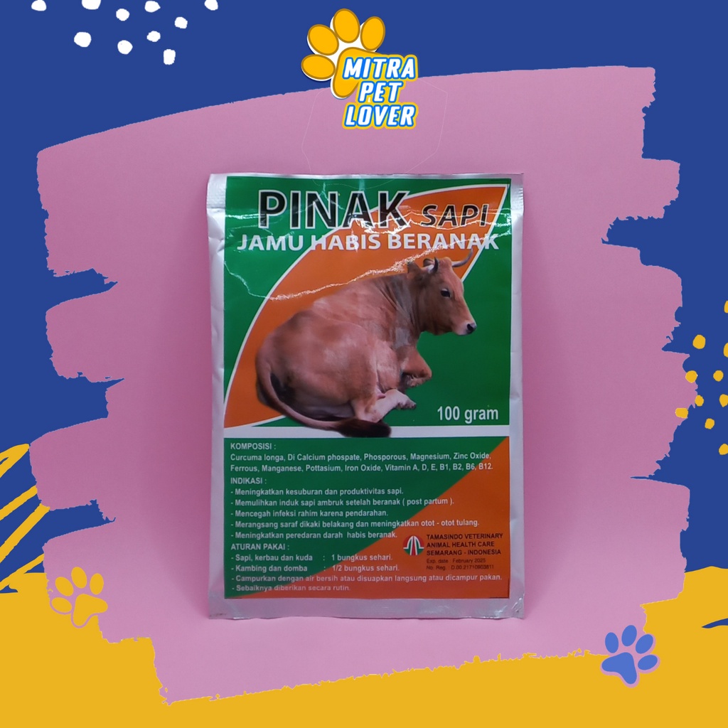 JAMU SAPI HABIS BERANAK - PINAK SAPI 100 GR - MENINGKATKAN KESUBURAN &amp; PRODUKTIVITAS TERNAK KERBAU DOMBA KAMBING KUDA - CEGAH INFEKSI RAHIM &amp; PENDARAHAN &amp; AMBRUK KUATKAN OTOT TULANG - MURAH GARANSI KUALITAS ASLI ORIGINAL TAMASINDO VITAMIN MITRAPETLOVER