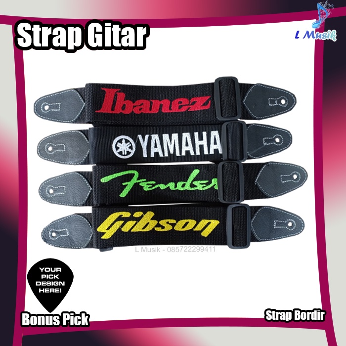 PREMIUM strap gitar bass akustik elektrik bordir