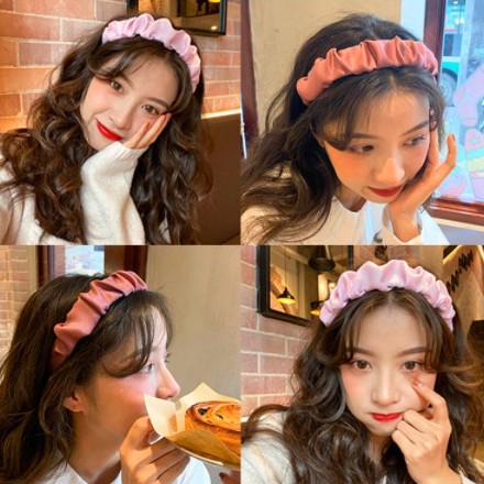 PREMIUM BANDO SCRUNCHIE RUFFLE ALA KOREA - Bandana Kerut Korea - Matte Scrunchie Velvet Headband