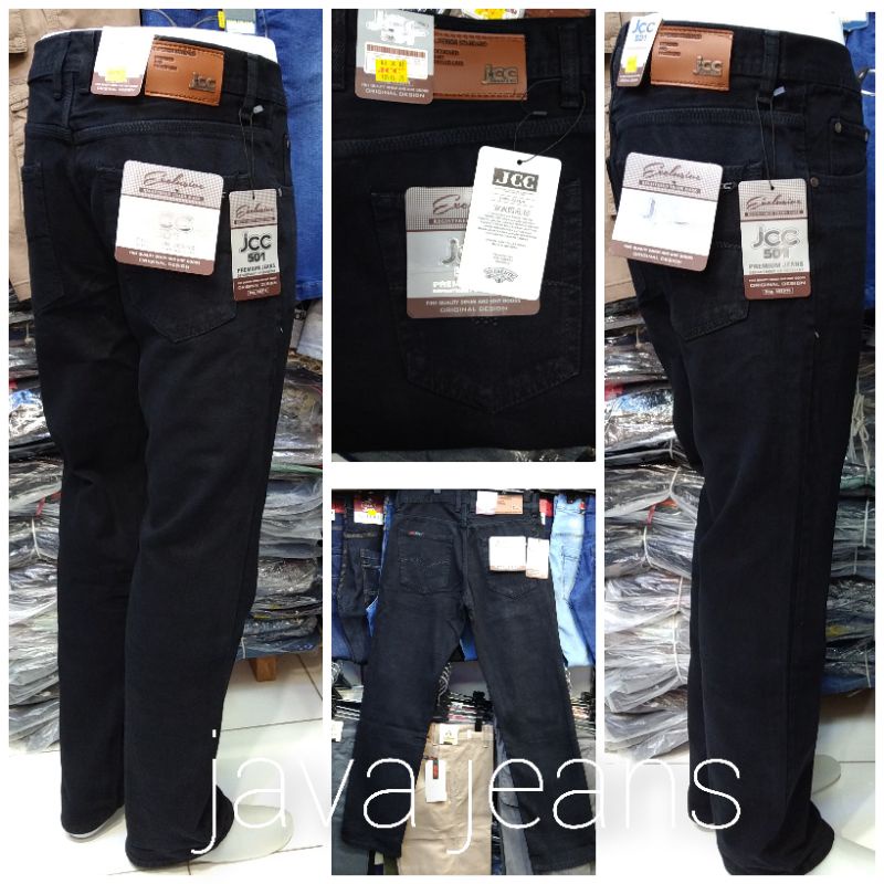 CELANA PANJANG PRIA STANDAR JEANS HITAM PEKAT JCC "original"