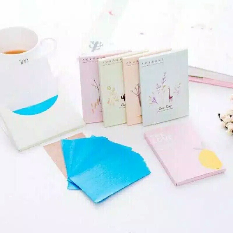 Kertas Linen Tissue Penyerap Minyak Wajah 50Pcs Menyerap Minyak Muka Wajah Berlebihan