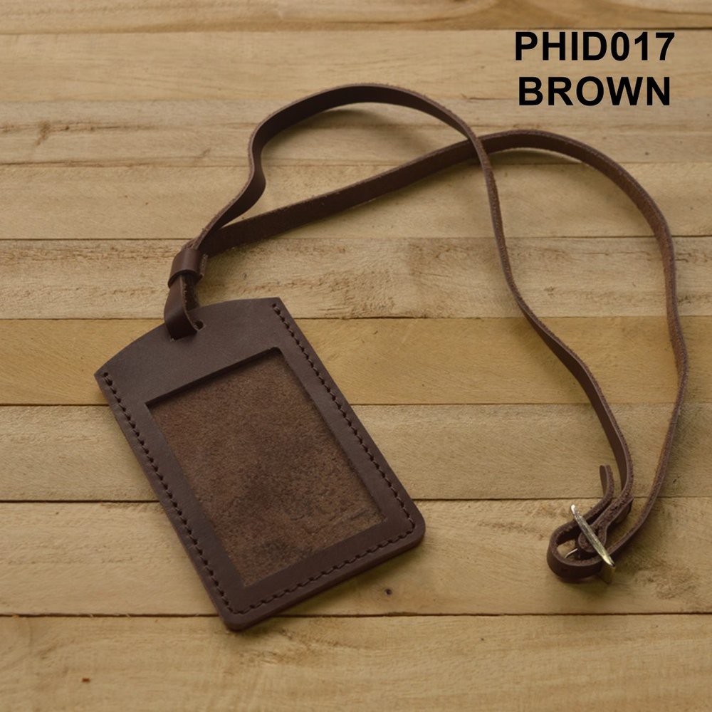 

Unik gantungan ID card kulit asli warna coklat - id card holder PHID017 Murah