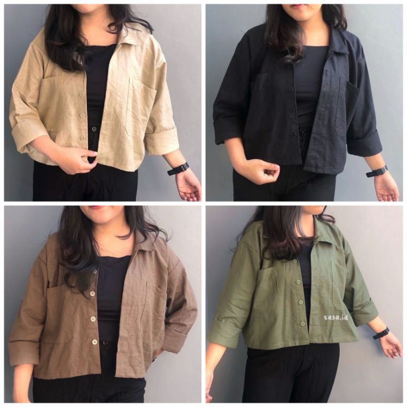 KEMEJA CROP LINEN PREMIUM // CROP GITA LINEN RAMI