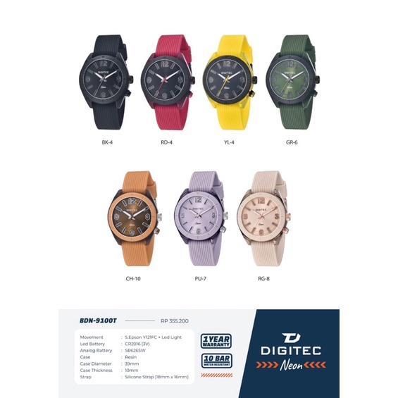 DIGITEC DN 9100 / DN-9100 / DN9100 DG BDN NEON Watch Jam Tangan ORIGINAL