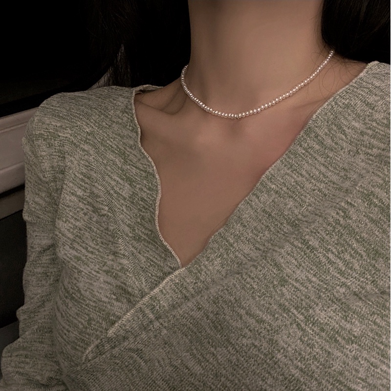 Roselife Kalung Choker Rantai Pendek Wanita Hias Mutiara Kristal Gaya Klasik Untuk Pesta Pernikahan