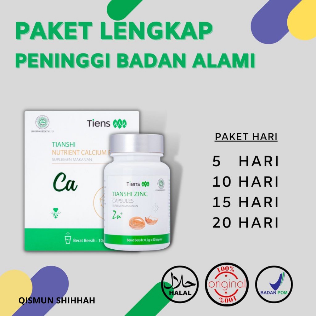 

Paket Peninggi Badan Tiens Original Susu NHCP dan Zinc Kapsul