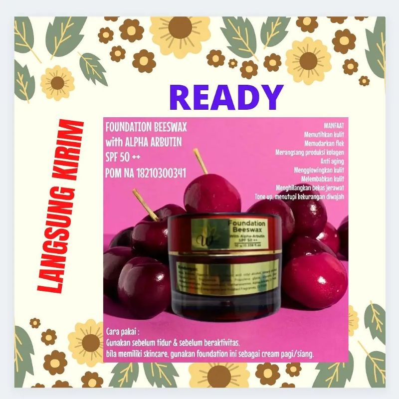 wsc organic READY foundation beeswax  arbutin spf 50