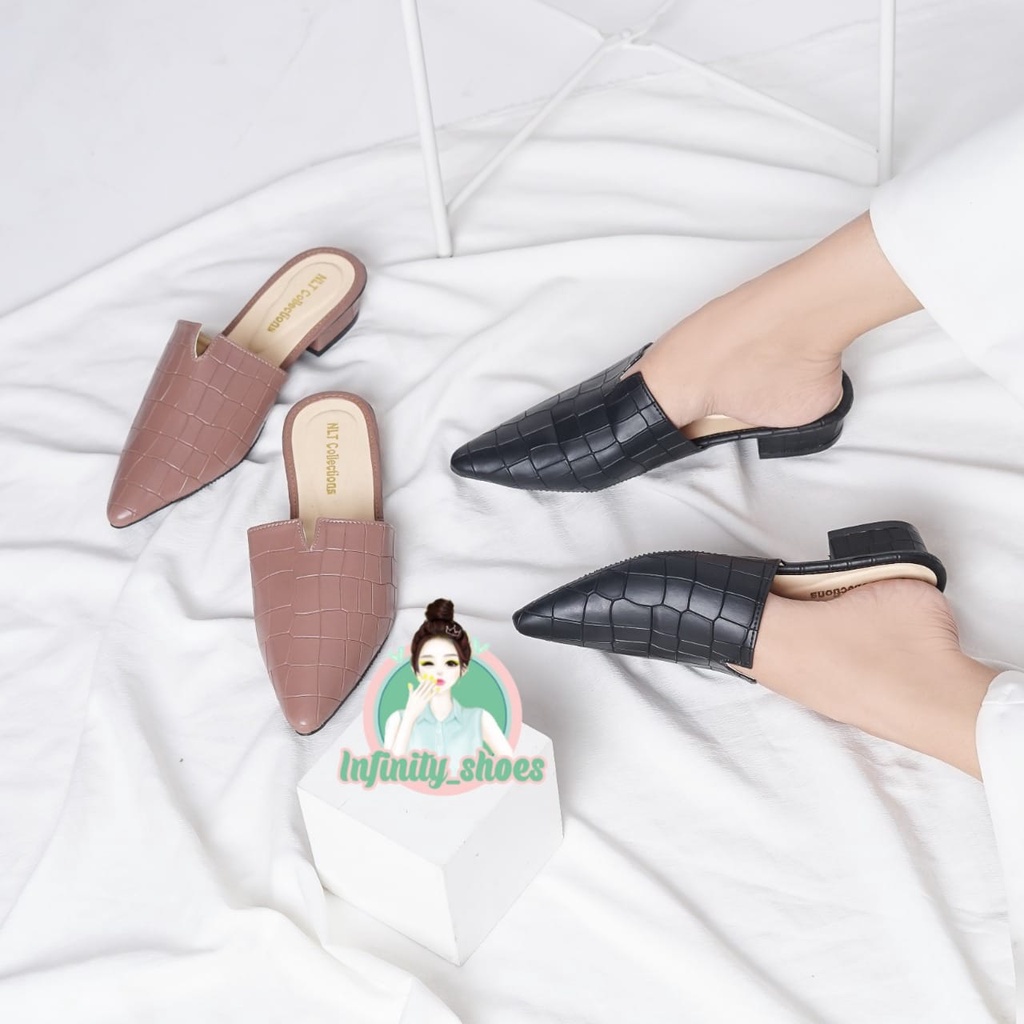 infinity- heels wanita model terbaru cantik heels motif kulit buaya