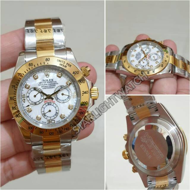 JAM TANGAN PRIA ROLEX DAYTONA CHRONO AUTOMETIC SILVER COMBI GOLD