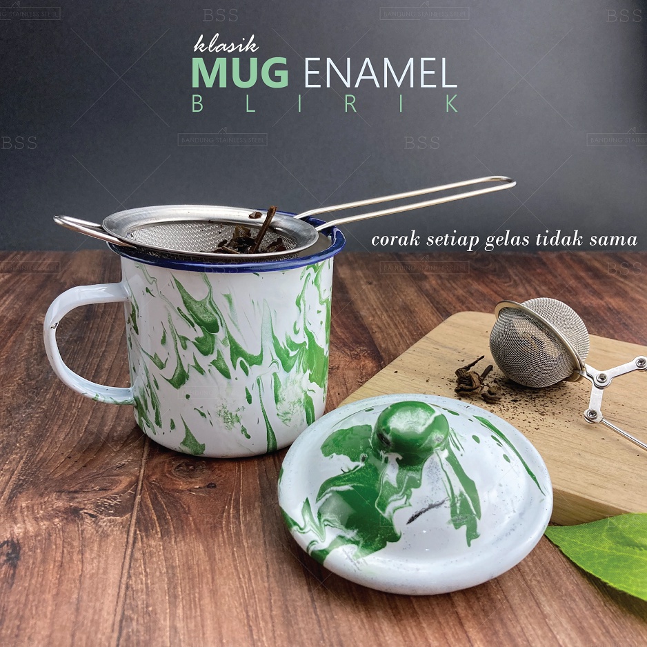 Mug Enamel Jadul blirik TUTUP 13 Cm/Mug Enamel /MUG JADUL BLIRIK /MUG BLIRIK 13CM/MUG STAILESS 5012