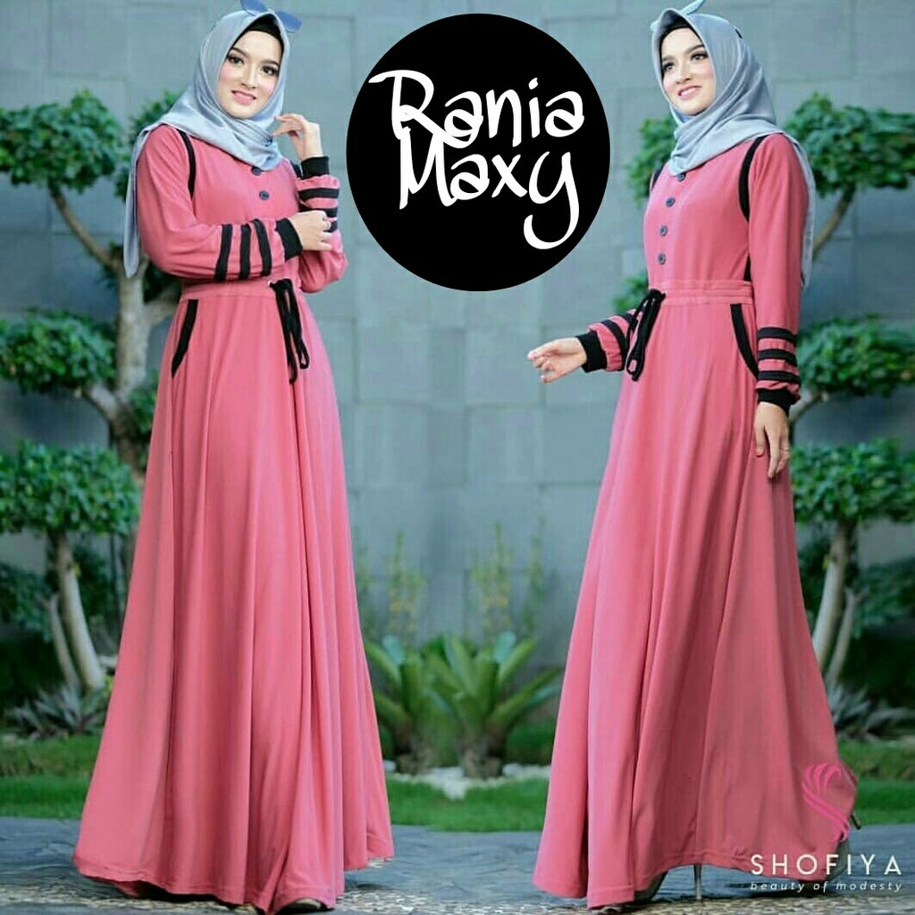 GT27 Gamis Wanita Rania Strip 3WARNA / DS / Maxi Dress Muslim / Busana Muslim Kekinian / Gamis Polos