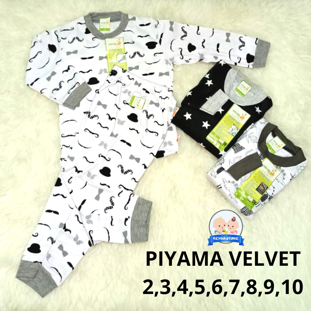 3 PASANG PIYAMA VELVET  JUNIOR BOY CLOUD BAJU  TIDUR ANAK  