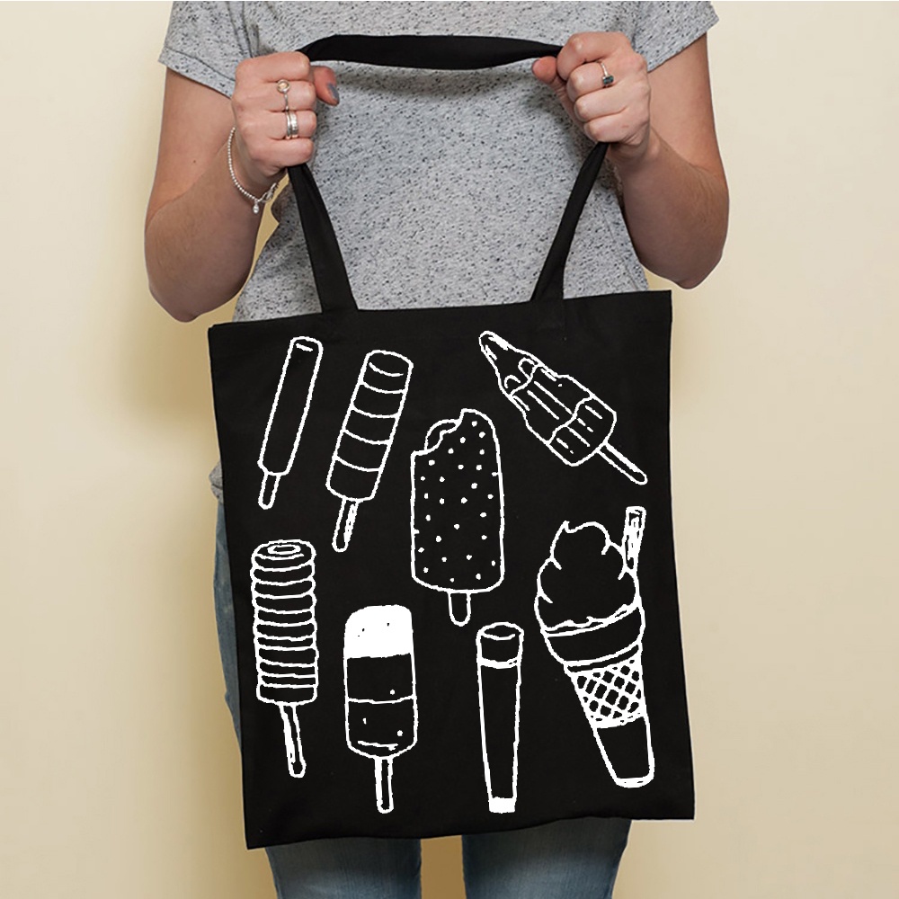 SPESIAL PROMO 7.7 - [RESLETING] MOTIF &quot;ICE CREAM&quot; TOTEBAG SEMI KANVAS | TOTEBAG UKURAN 33x38 CM |  TOTEBAG RESLETING | TOTEBAG BESAR | TOTEBAG KOREA | TOTEBAG TEBAL | TOTEBAG LAPTOP | TOTEBAG NONGKI | TOTEBAG MOTIF | TOTEBAG POLOS | TOTEBAG JINJING