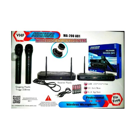 Mic Wireless 2 handle pegang AUDIOLINE MA 200AB1 MA 200 AB 1