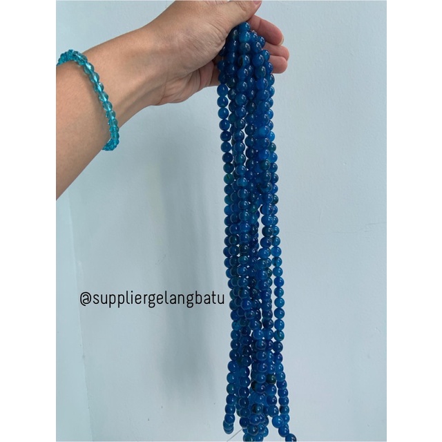 batu dyed carnelian biru batu perhiasan fashion 10mm beads findyka acc