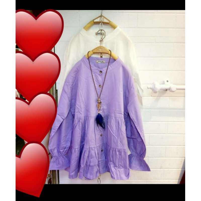 tunik babydoll lilac dan putih