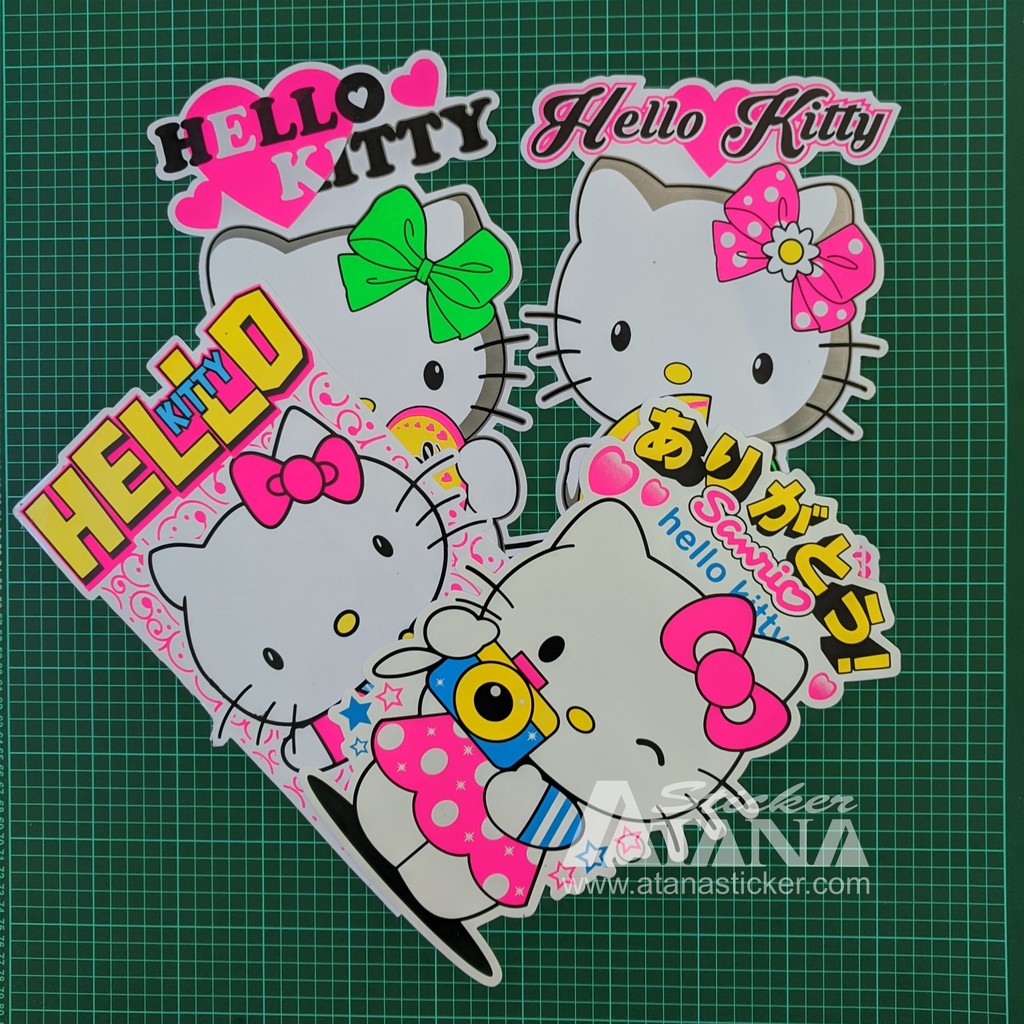 Stiker Printing Sablon Jumbo Vinyl Hello Kitty Kartun Anime Imut Cantik Motor Mobil Dinding Kaca