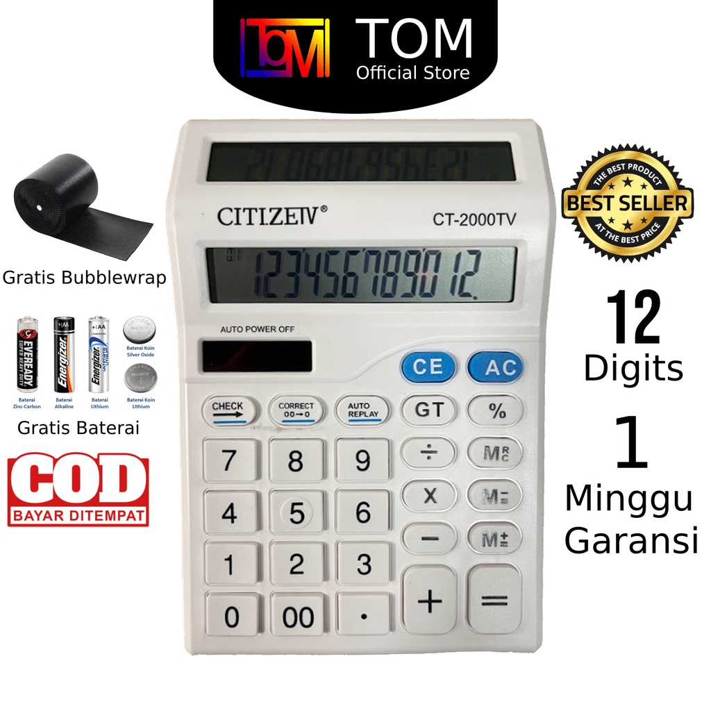 Kalkulator CITIZEN 12 Digit - Calculator Check Dual Two 2 Power Image 5