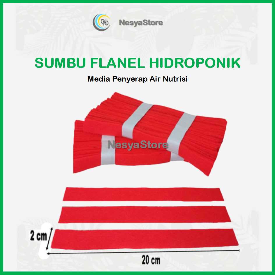 Sumbu Flanel Hidroponik Sistem Wick 20 cm x 2 cm Kain Flanel Sumbu Hidroponik