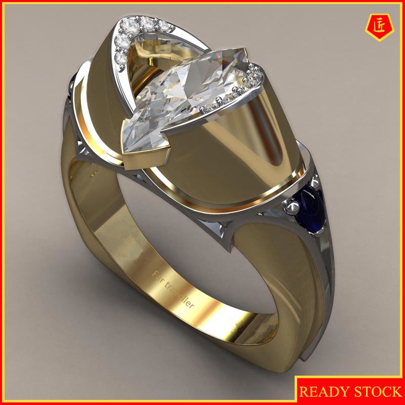 [Ready Stock]Luxury Sapphire 18K Gold Color Separation Ring