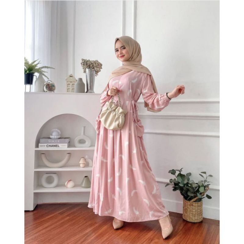 Gamis Milea / Dress Syari/ LD 120 cm / PB 130 cm / Gamis Rayon Premium / Dress Gamis Rayon Premium / Gamis Jumbo / Daster Gamis-MILEA(BULU)