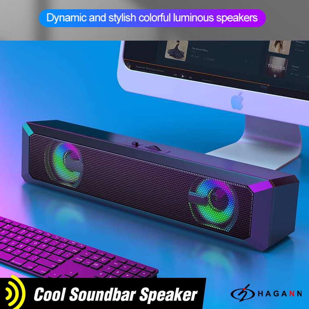 Speaker Sound Mini Aktif Portable Soundbar Komputer PC Laptop Spiker Kecil Dengan Lampu LED SPE-A20