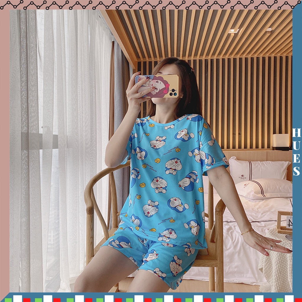 HUES.ID Pakaian Wanita Baju Tidur Wanita Piyama Lengan Pendek Import Motif Kartun Fit to XXL 4019