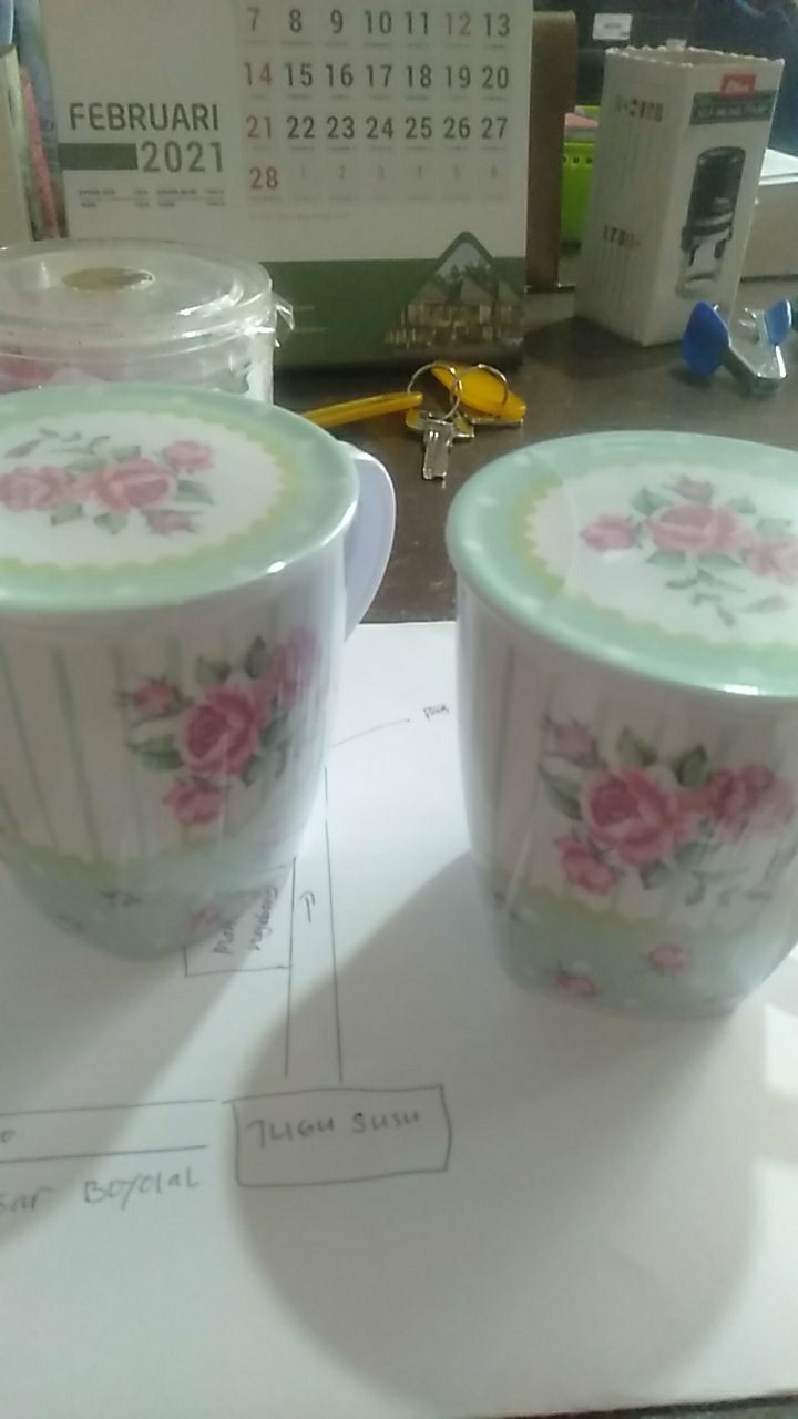 Mug Melamine Shaby Hijau Plus Tutup